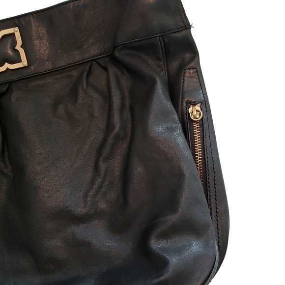 BCBG MAXARIA 100% Leather Black Hobo Shoulder bag purse buttery soft - Picture 9 of 16